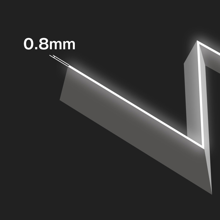 LEDIUS SIGN SMARTの発光面の細さを表す図