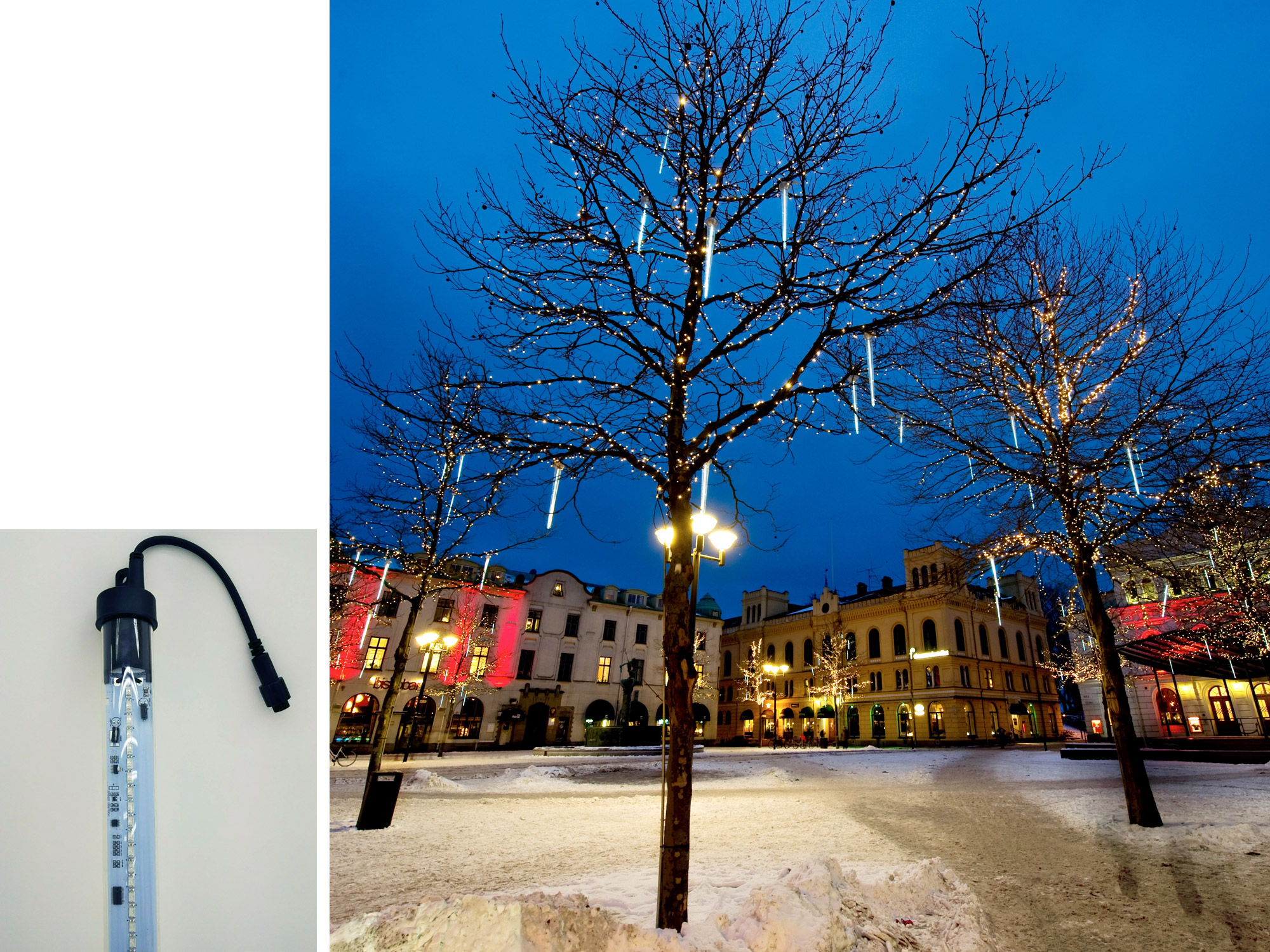 アイスドロップの接続部分と施工例