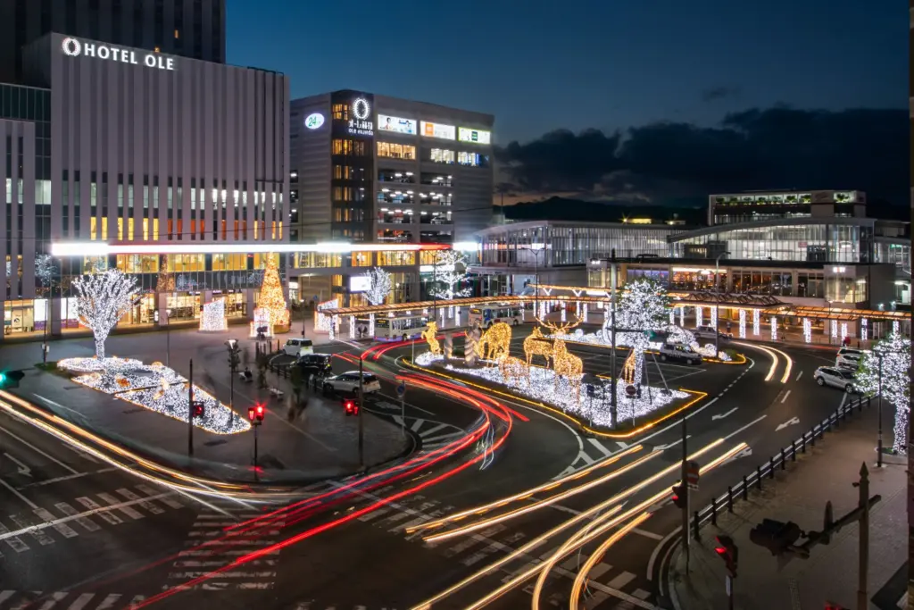 藤枝駅南口のイルミネーション開催時期の様子