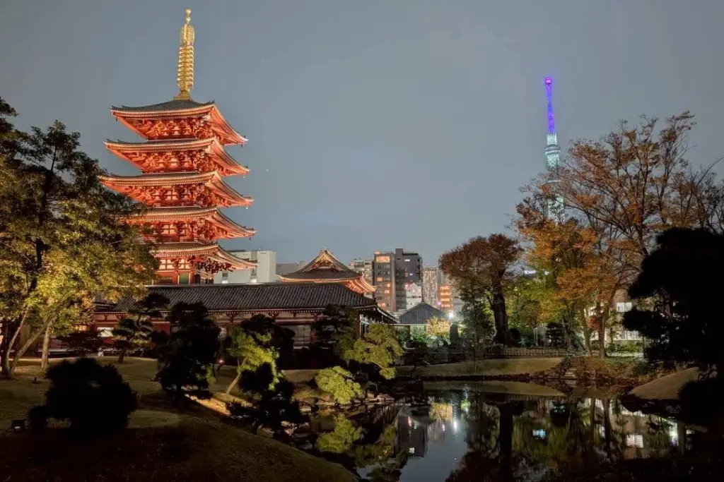 スカイツリーも望める浅草寺 伝法院庭園の立地