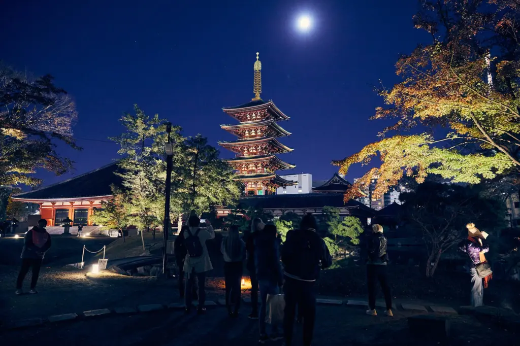 “浅草寺”のイベント期間のライトアップ事例①