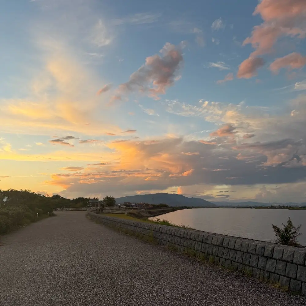 桑名宗社取材時に見た桑名の地の夕焼け